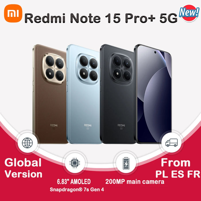 Xiaomi Redmi Note 15 Pro+ 5G – 6.83" 120Hz AMOLED, 200MP Camera, 6500mAh, 100W, IP68, NFC, 8GB+256GB / 12GB+512GB, Global