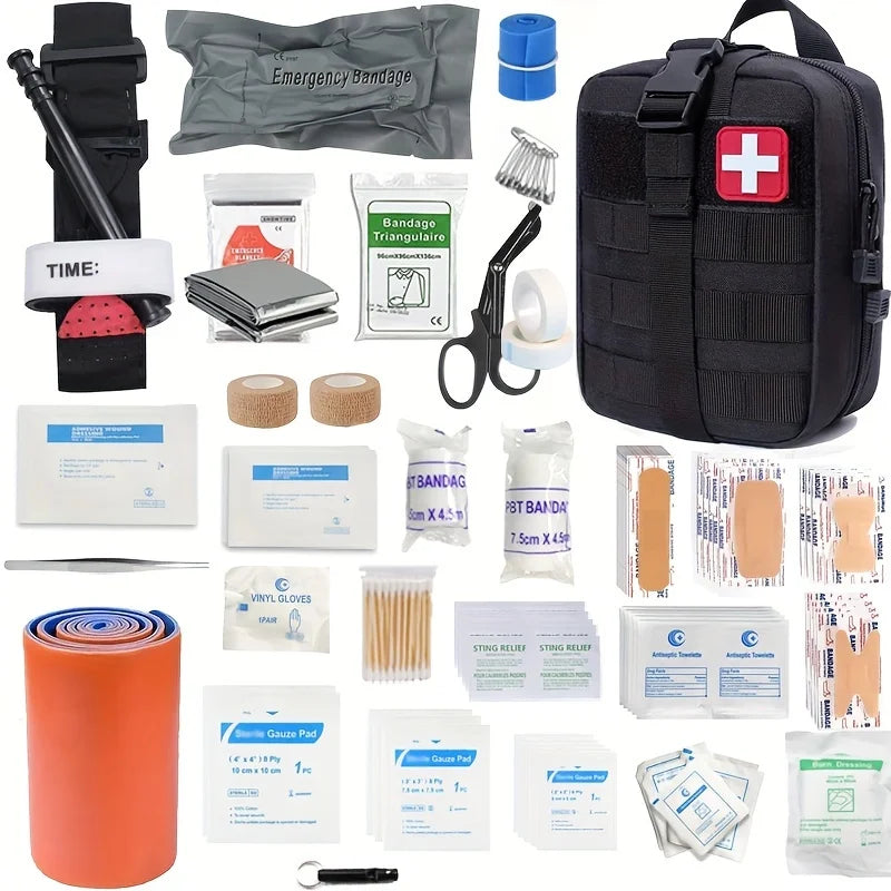 156-Piece Portable First Aid Kit – Multi-Functional Emergency Kit for Home, Travel, Camping, Hiking, Boating & Hunting