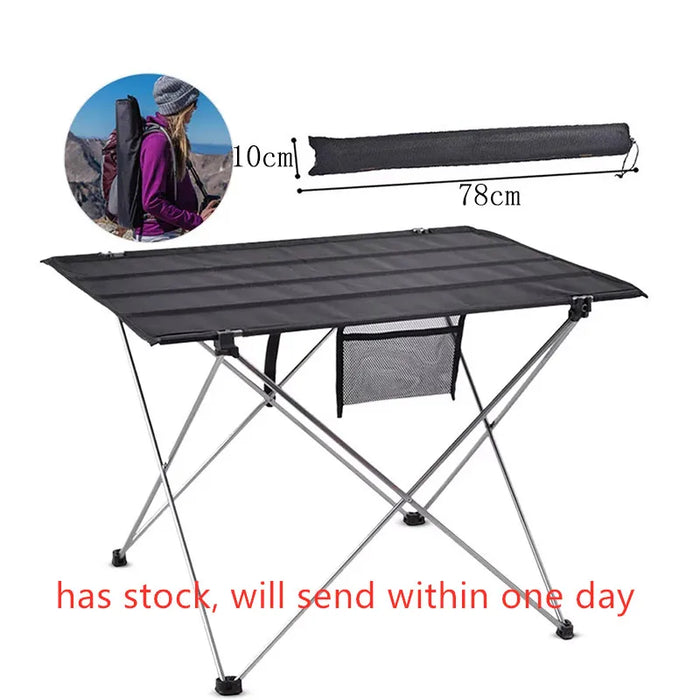 Sandy Rose Ultralight Folding Outdoor Table – 6061 Aluminum, 56x43x38cm / 76x56x52cm, Blue / Red / Orange / Gray, for Camping & Picnic