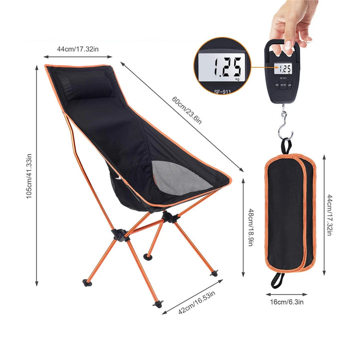 Portable Folding Camping Chair – Ultralight Aluminum, Oxford Cloth, 65x40x28cm, for Beach, Fishing, BBQ, Picnic & Festival, 5 Colors