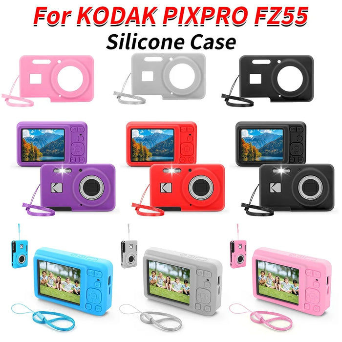 APWIKOGER Silicone Camera Case for Kodak PIXPRO FZ55 – Slim Fit Body Cover with Lanyard for Outdoor Travel Protection