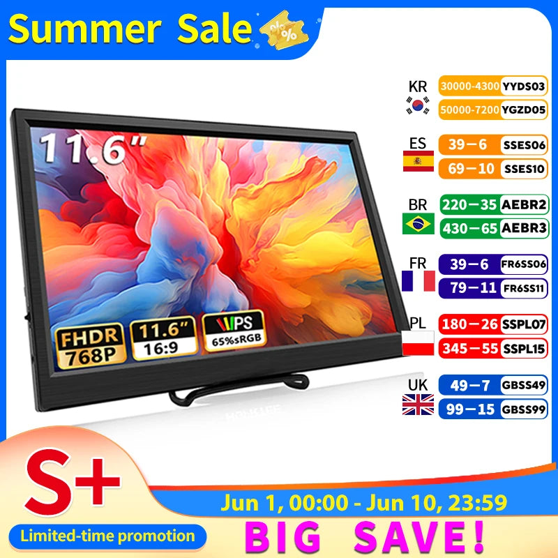 Second screen Gaming Extended 11.6 Inch Display For Switch/PS4/Xbox/Raspberry Pi