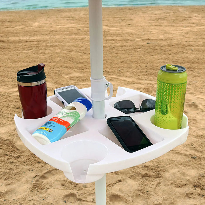 CYBeach Umbrella Tray with 4 Cup Holders & 4 Snack Grids – Small / Large, for Beach, Terrace, Garden & Pool