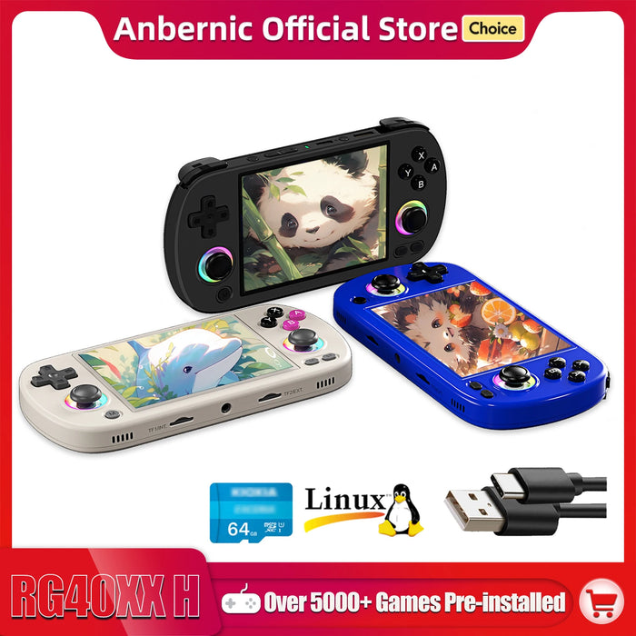 Anbernic RG40XX H Handheld Game Console – 4.0 IPS Screen, 5,000–11,000 Games, 64GB/128GB/256GB, RGB Joystick, HDMI, Bluetooth, Linux
