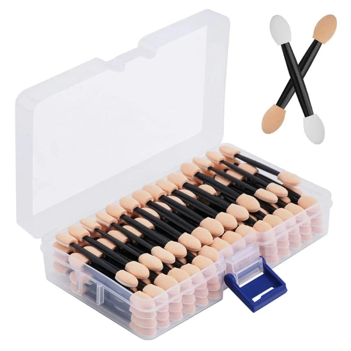 CNKESS Disposable Dual-Sided Eyeshadow Sponge Applicators with Container – 50 or 100 Pcs
