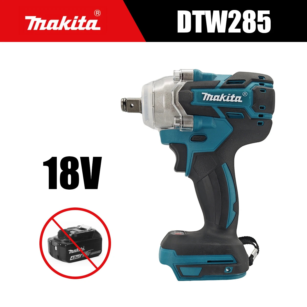 Makita DTW285 18V Brushless Electric Screwdriver 280N.m 1/2" Socket Rechargeable Drill Driver Compatible with Makita 18V Battery