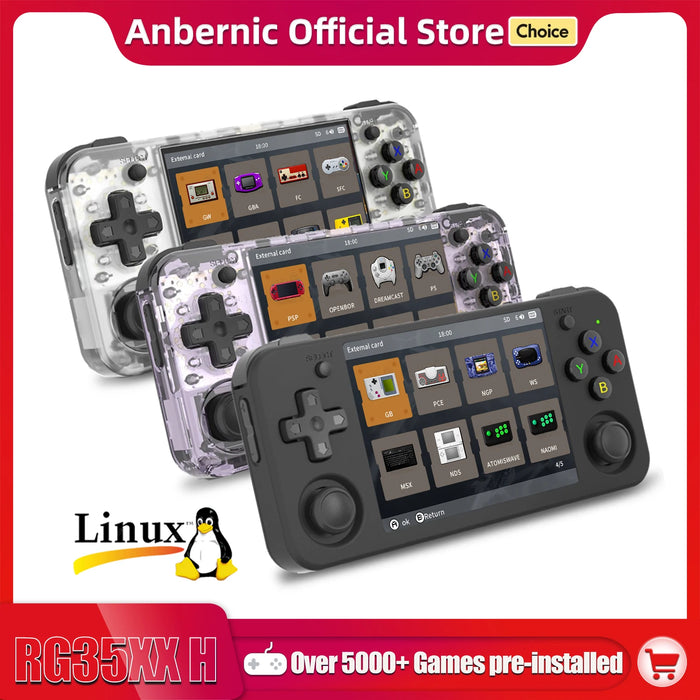 Anbernic RG35XX H Handheld Game Console – 3.5 IPS Screen, 5,000–8,000+ Games, 64GB/128GB, Wi-Fi, Bluetooth, HDMI, Linux, 3300mAh