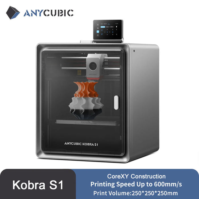 ANYCUBIC Kobra S1 Core XY FDM 3D Printer – 250x250x250mm, 600mm/s Max Speed, Auto-Leveling, Wi-Fi, PLA / TPU / PETG / ABS Compatible
