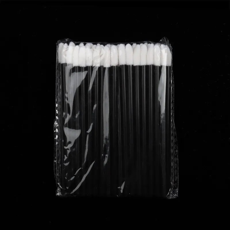 myaokue-up Disposable Lip Brush Wand Set – 50 Pcs, Nylon, Hollow Lip Gloss & Lipstick Applicator, Black / Pink / White / Rose