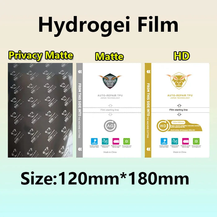 Universal Hydrogel Screen Protector Film – 50 Pcs, Clear / Matte / Privacy Matte (Anti-Spy), Anti-Scratch, Anti-Fingerprint, HD, Flexible TPU, for Phone Screen Cutting Machine – Cutting Required