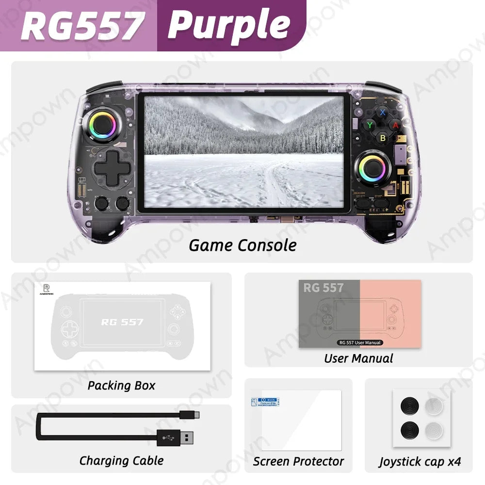 Anbernic RG557 Handheld Game Console – 5.48 AMOLED 1080p, 12GB RAM, 256GB, Dimensity 8300, Android 14, Wi-Fi 6E, 5500mAh, 4,000+ Games