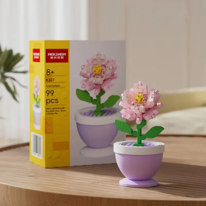 Sunflower Building Block Flower Bouquet – Mini ABS Potted Plant Toy, Floral Desk Decoration, Gift for Girls & Kids, Ages 3+