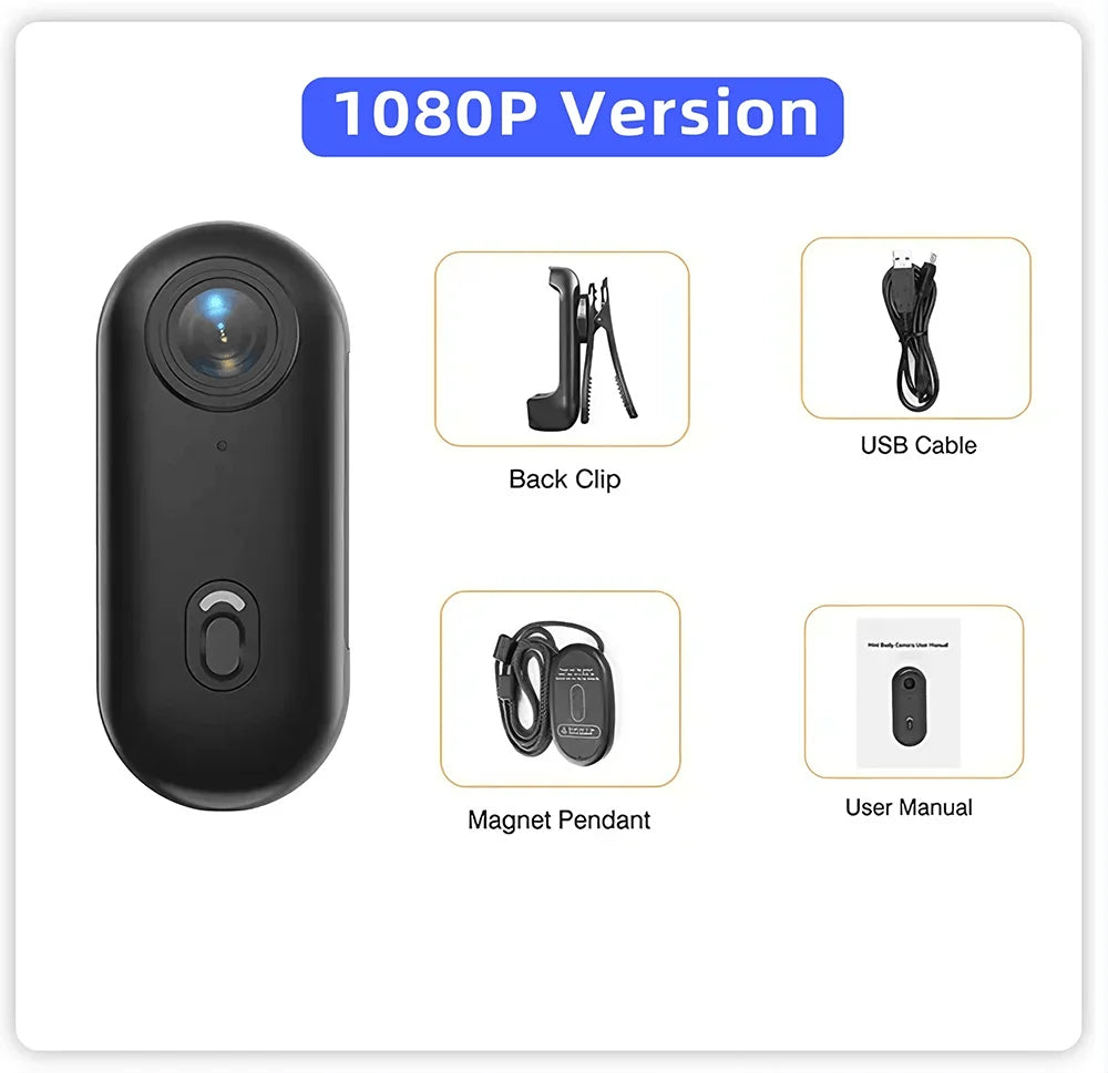 Mini 4K / 1080P WiFi Action Camera – 8MP, EIS, Night Vision, Waterproof, 800mAh, for Motorcycle, Bike, Vlog & Pet, Black or White, Optional 64GB