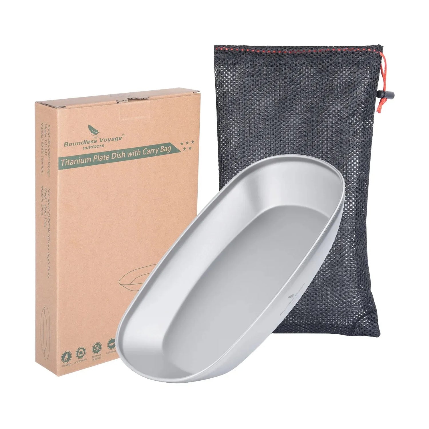 Boundless Voyage Ultralight Titanium Dinner Plate & Pan – Reusable Outdoor Dish with Carry Bag, Small & Large