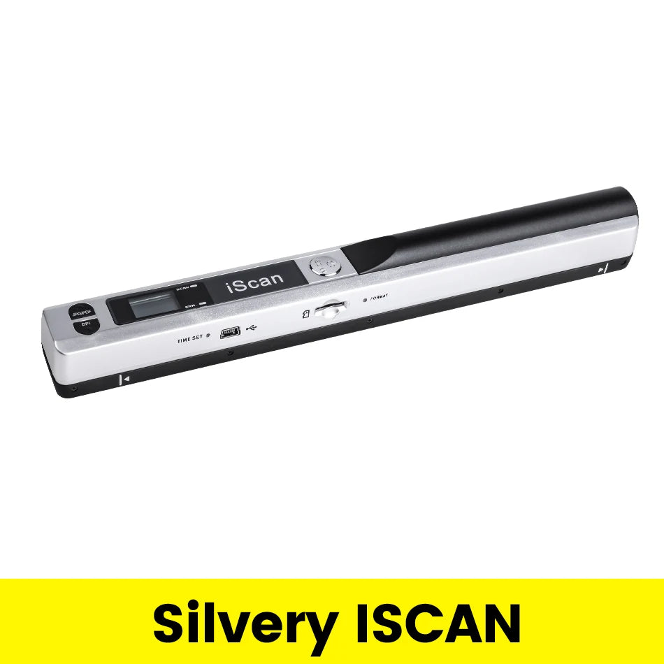 YINSITOM Portable A4 Handheld Document Scanner – 600dpi CMOS, 100 Scans/sec, USB, Black / Silver, with Optional Card Set
