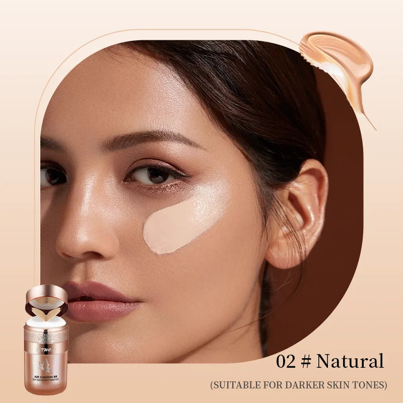 P.TWO.P Air Cushion BB Cream – 30ml, Butterfly Powder Puff & Mirror, Moisturizing, Oil-Control, Waterproof, All Skin Types, Ivory / Natural