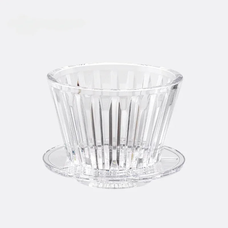 1 PC Acrylic Pour Over Coffee Filter Cup Set Cake Shaped Flat Bottom Home Brewing Kit with Filter Papers Reusable Easy Clean