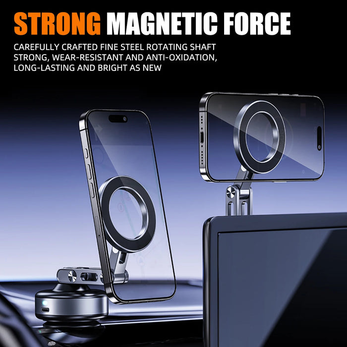 ZIIIRO Magnetic Suction Cup Car Phone Mount – Foldable Rotatable Windshield Stand for Phones 4–7 Inches
