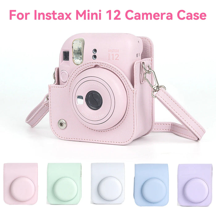 SZKOSTON PU Leather Case for Fujifilm Instax Mini 12 – Soft Protective Travel Bag with Shoulder Strap, Multiple Colors & Bundle Kits