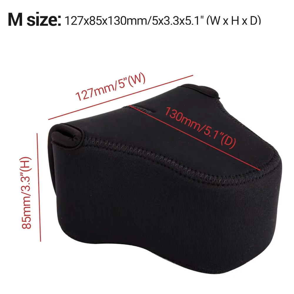 JJC Soft Neoprene Mirrorless Camera Pouch Case – Scratch-Resistant Bag with Anti-Lost Strap for Sony, Nikon, Fujifilm & Olympus, S / M / L
