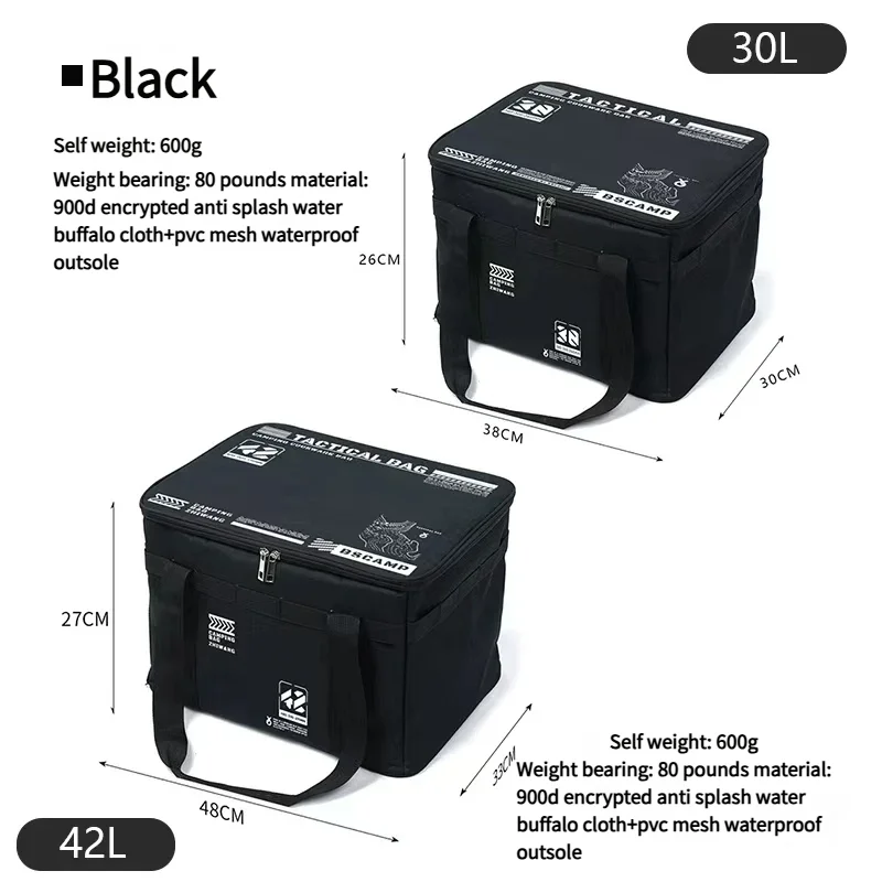 Tactical Camping Storage Bag – 30L or 42L, Insulated, Waterproof, Folding Box for Picnic & Field Equipment, Black/Green/Khaki/Tiger