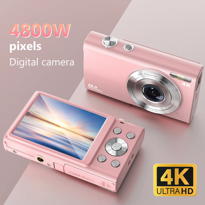 STUOGYUM 4K Digital Camera – 48MP Autofocus, 2.8" Screen, 4.5–54mm Lens, CMOS, MicroSD, for Vlogging, Kids & Adults, Optional 32GB Card