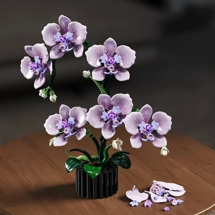 Phalaenopsis Orchid Building Blocks – 619 Pieces, LEGO-Compatible Potted Flower Model, Home Decor, Girls Birthday Gift, Ages 14+