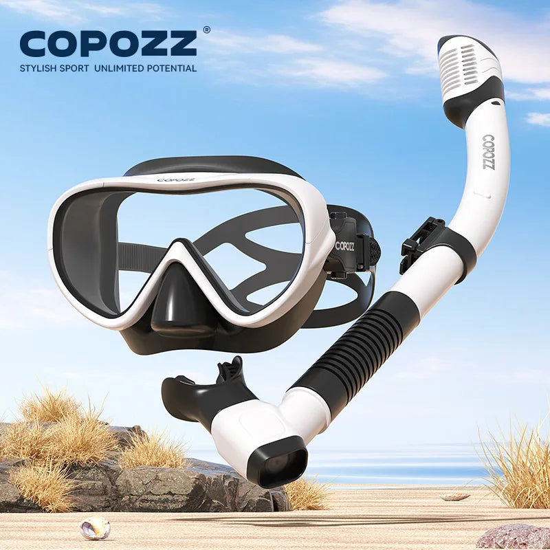COPOZZ New Diving Mask Full Vision Mask Underwater Snorkel Mask Set Swimming Snorkel HD Anti Fog Professional Diving Equipment