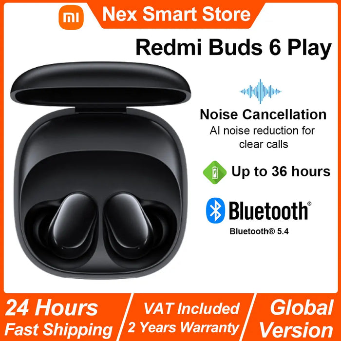 Xiaomi Redmi Buds 6 Play – Bluetooth 5.4 TWS Earbuds, AI Noise Reduction, Touch Control, 600mAh Case, USB-C, Global Version
