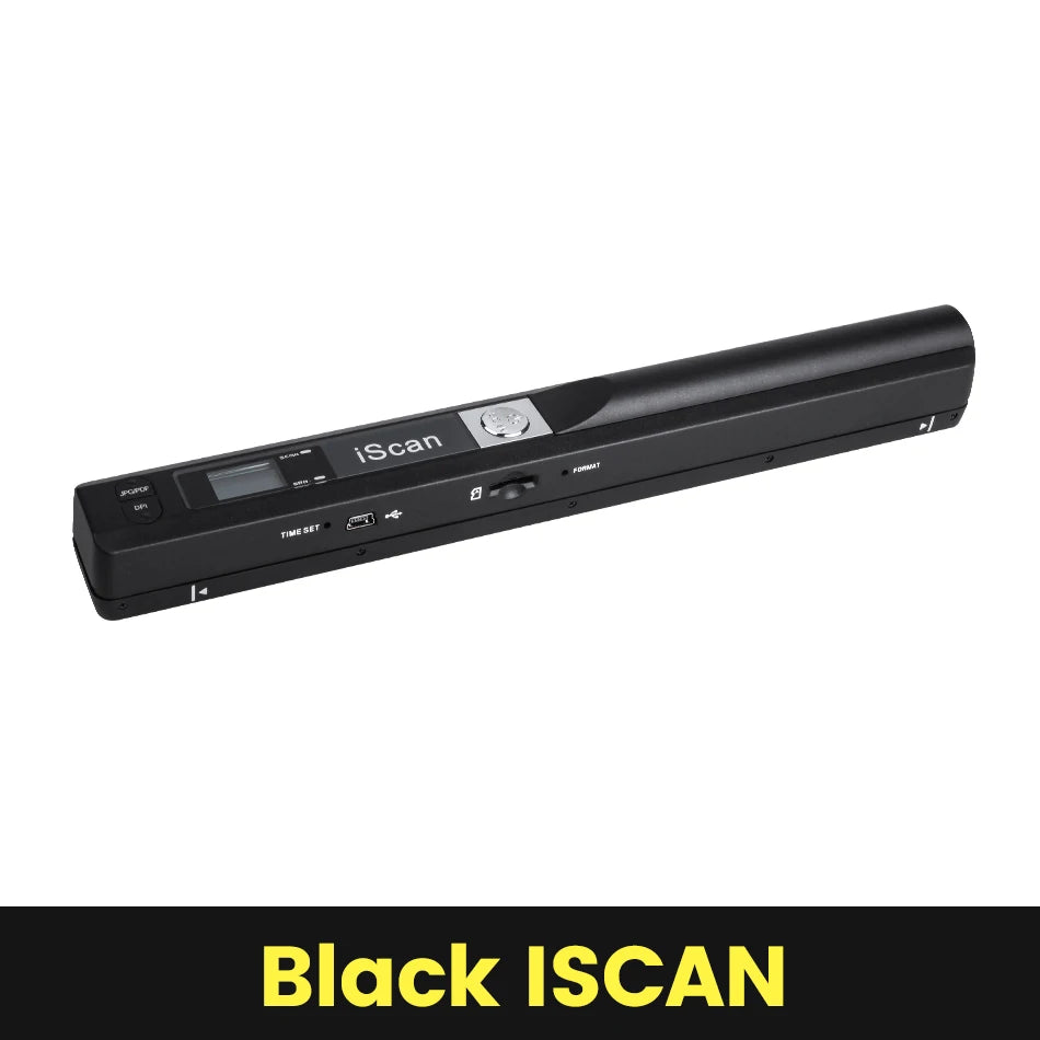 YINSITOM Portable A4 Handheld Document Scanner – 600dpi CMOS, 100 Scans/sec, USB, Black / Silver, with Optional Card Set