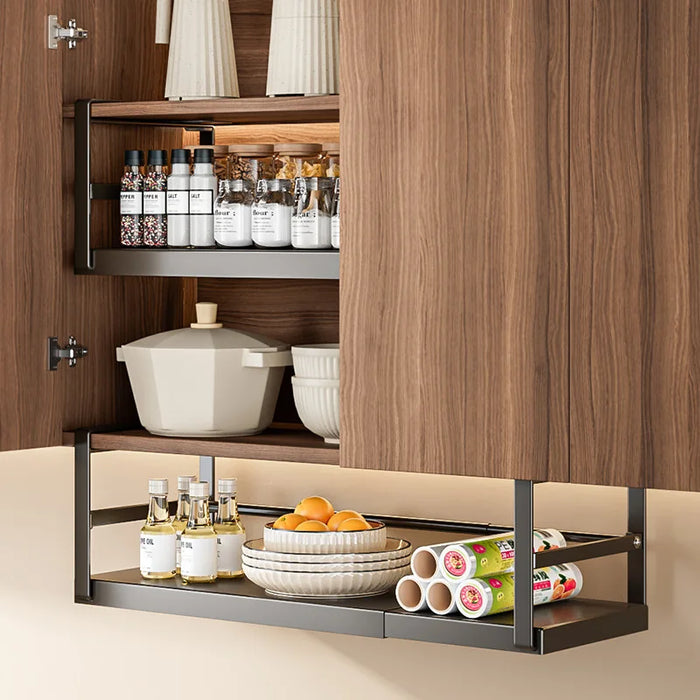 Under Cabinet Kitchen Hanging Rack – Multi-Functional Organizer for Paper Towels, Foil, Utensils & Spices