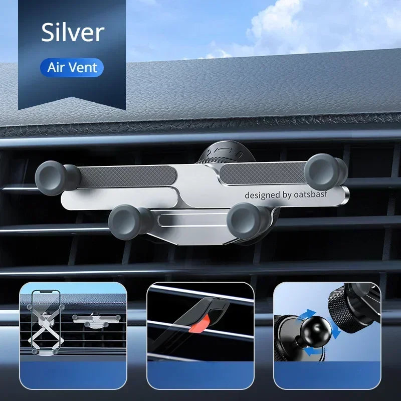 Hipacool Gravity Car Phone Holder – 360° Rotatable Carbon Alloy Air Vent & Dashboard Mount for Phones 4.7–7.2 Inches