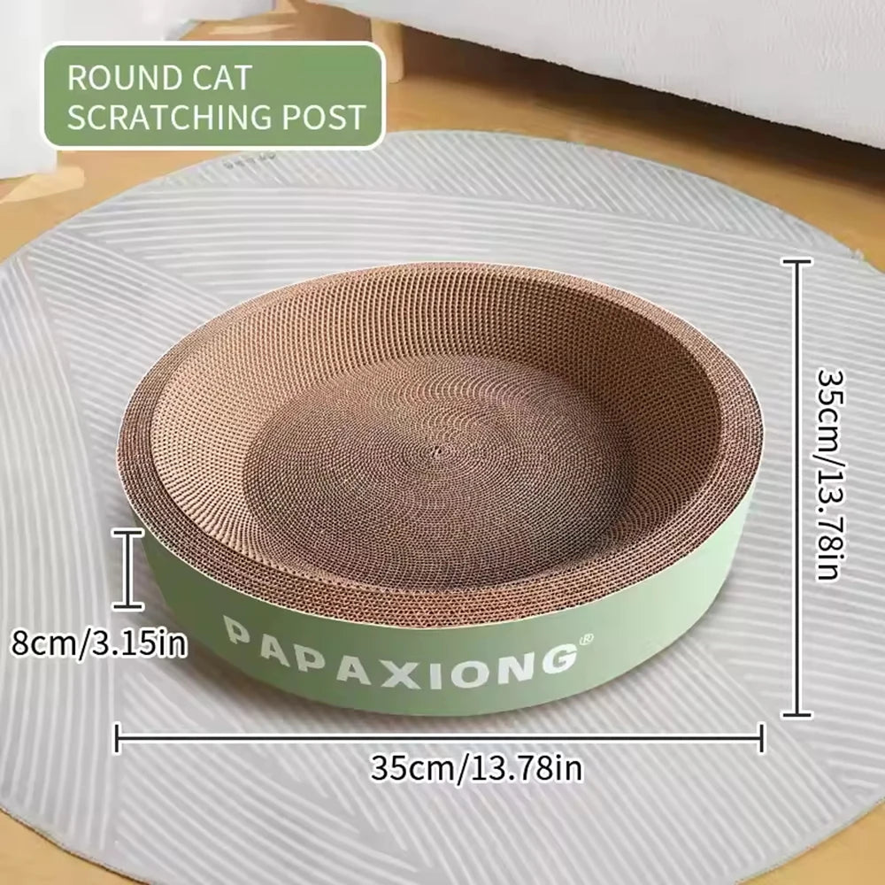 Cardboard Cat Scratcher & Bed, Round 35cm or Oval 50cm, Thickened Durable, Chemical-Free, All Cat Sizes