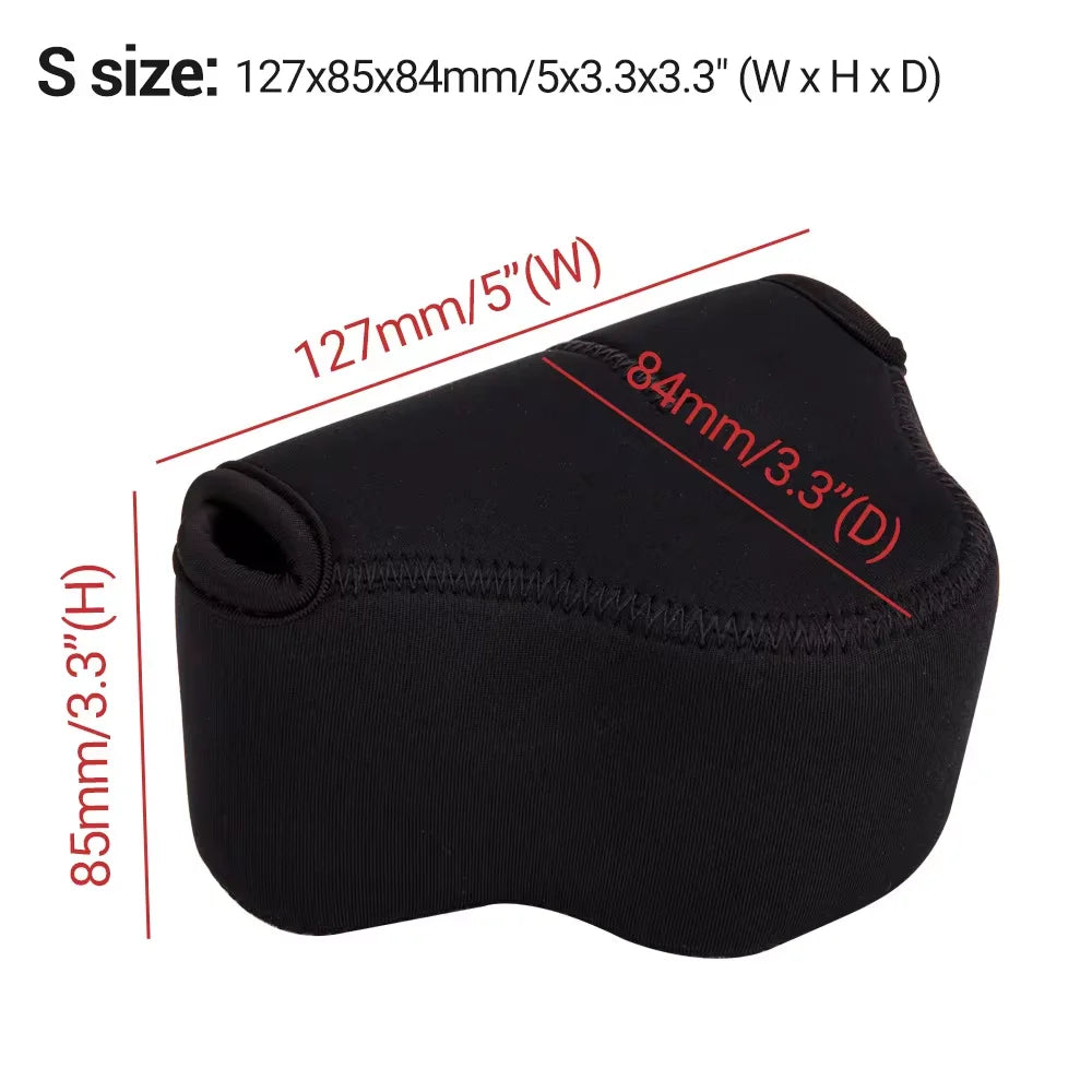 JJC Soft Neoprene Mirrorless Camera Pouch Case – Scratch-Resistant Bag with Anti-Lost Strap for Sony, Nikon, Fujifilm & Olympus, S / M / L