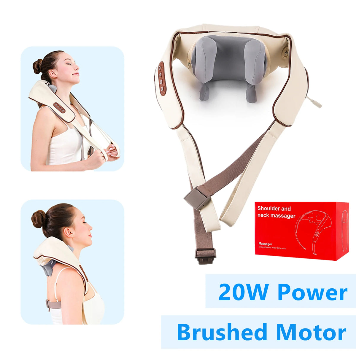 Foreverlily Wireless Neck & Shoulder Massage Shawl – Brushless Motor Kneading Back Massager, 20W / 26W