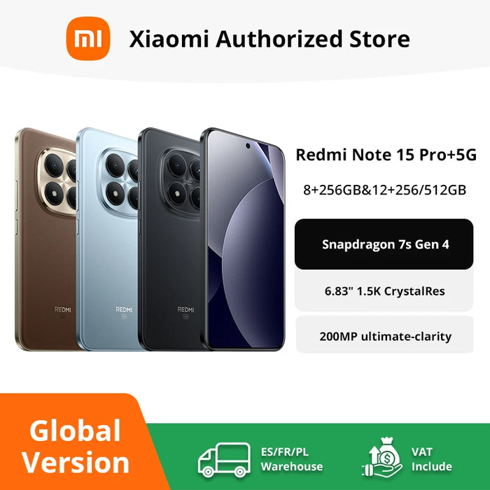 Xiaomi Redmi Note 15 Pro+ 5G – 6.83" 120Hz AMOLED, 200MP, 6500mAh, IP68/IP69K, NFC, 3.5mm Jack, 8GB+256GB / 12GB+512GB, Global