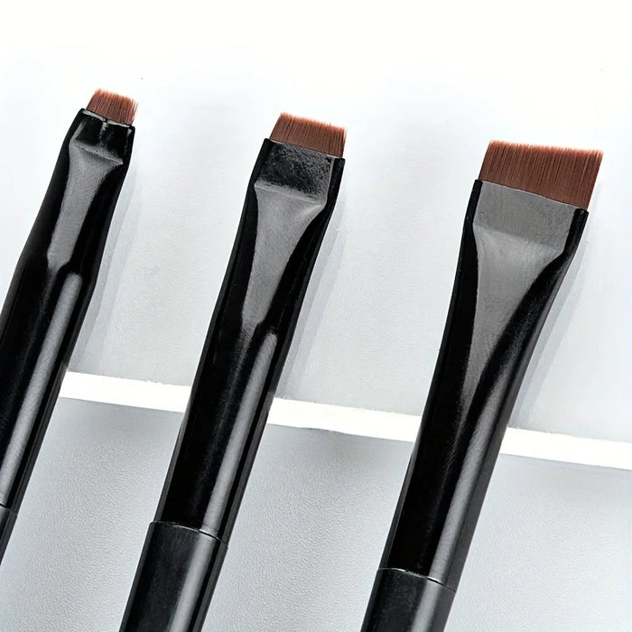 Makeup Brush Set – Blade Eyeliner, Oblique Eyebrow & Ultra-Thin Eye Shadow Brushes, Wool Fiber Wooden Handle, Set of 3 or 4, Multiple Colors