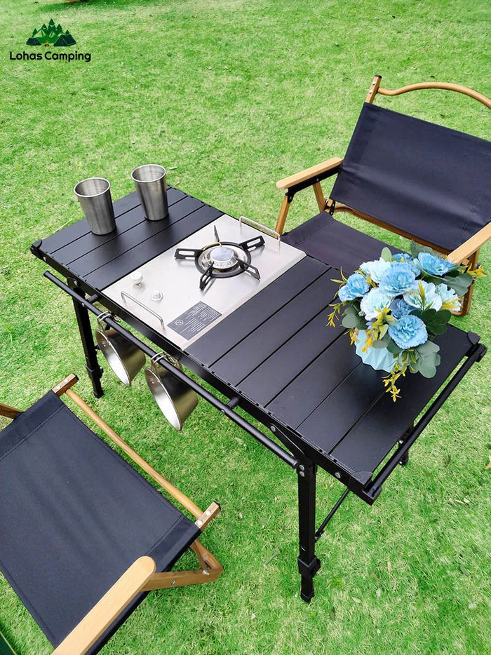 Lohas Camping IGT Folding Table – Aluminum Alloy, Height-Adjustable, Multi-Functional, for Camping, BBQ & Outdoor Use – Stove, Grate or Table BBQ