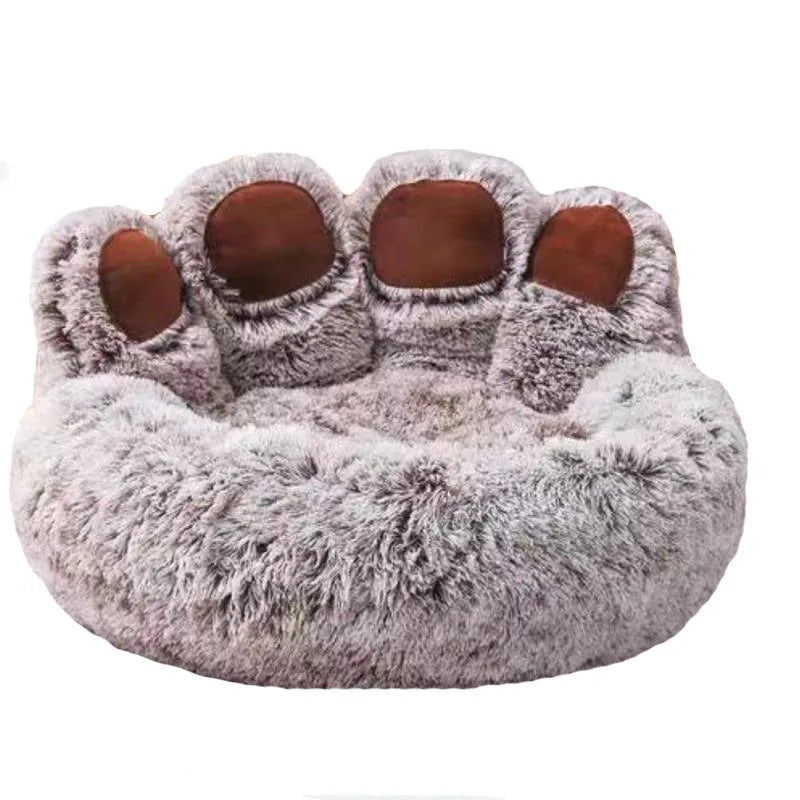 Fluffy Warm Pet Bed, S 50cm / M 60cm / L 70cm / XL 90cm, Breathable & Washable, Dogs & Cats, Coffee/Pink/Light Gray