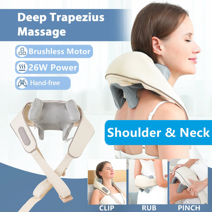 Foreverlily Wireless Neck & Shoulder Massage Shawl – Brushless Motor Kneading Back Massager, 20W / 26W