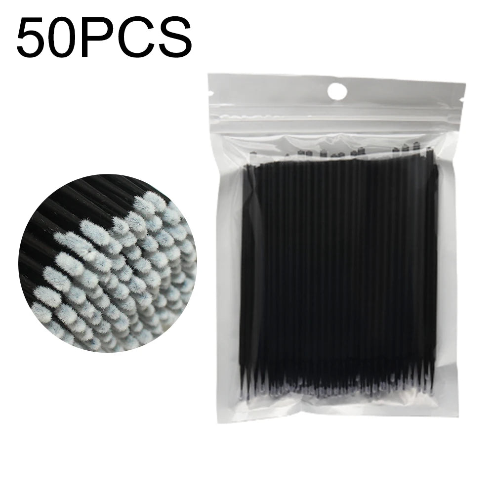 AILEISHI Disposable Microbrush Applicators for Eyelash Extensions – 50 or 100 Pcs, Wool Fiber, Multiple Colors