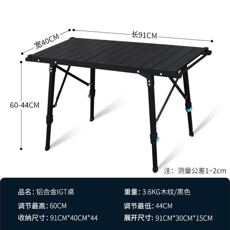 Lohas Camping IGT Folding Table – Aluminum Alloy, Height-Adjustable, Multi-Functional, for Camping, BBQ & Outdoor Use – Stove, Grate or Table BBQ
