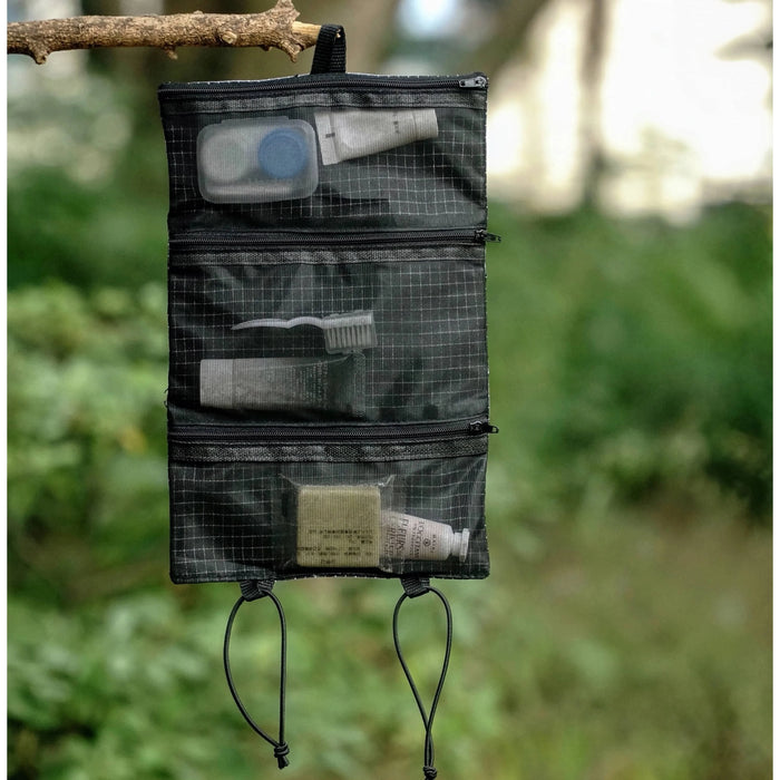 HODRGEAR Ultralight Toiletries Organizer – 35g Roll-Up Mesh Pouch, Nylon, YKK Zippers, Hiking & EDC Travel Storage
