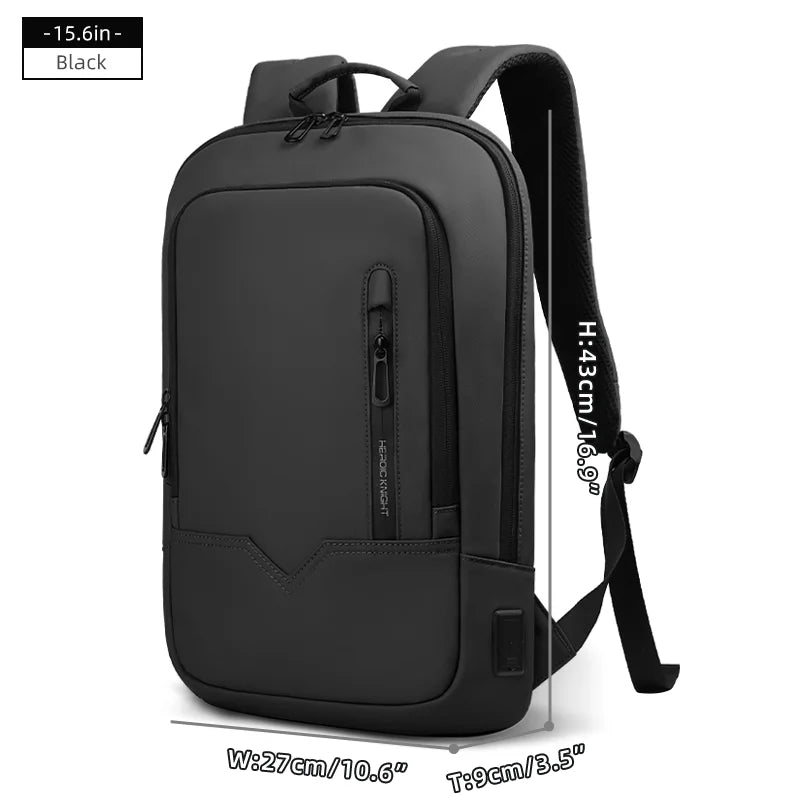 Heroic Knight Slim Laptop Backpack – 15.6" or 17", Water-Repellent Oxford, USB Charging Port, iPad Compartment, Unisex Business & Travel Daypack, Multiple Colors