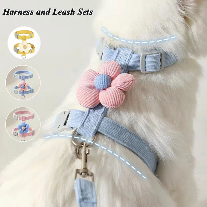 Adjustable Cat & Small Dog Harness with Leash – Breathable Walking Strap Set, Size S / M