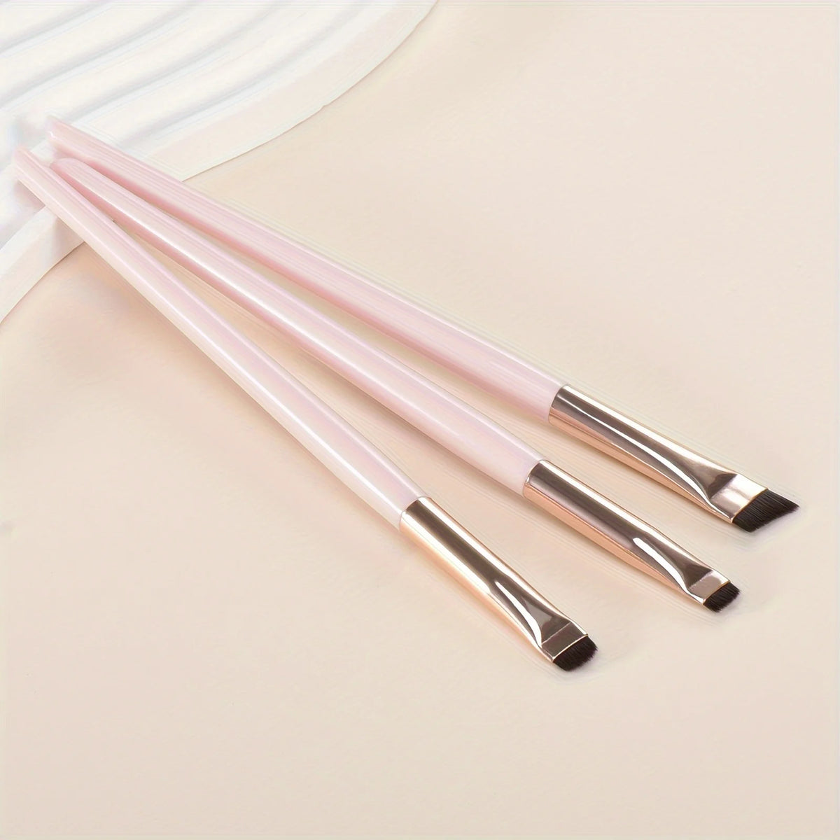Makeup Brush Set – Blade Eyeliner, Oblique Eyebrow & Ultra-Thin Eye Shadow Brushes, Wool Fiber Wooden Handle, Set of 3 or 4, Multiple Colors