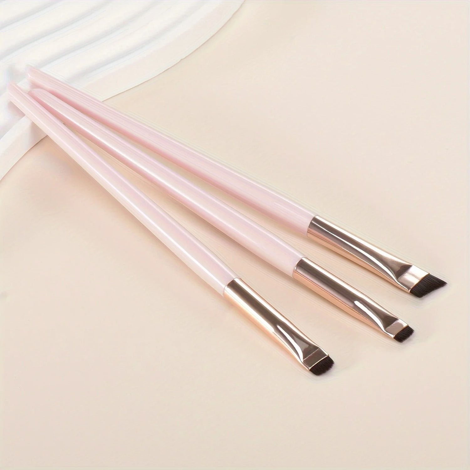 Makeup Brush Set – Blade Eyeliner, Oblique Eyebrow & Ultra-Thin Eye Shadow Brushes, Wool Fiber Wooden Handle, Set of 3 or 4, Multiple Colors