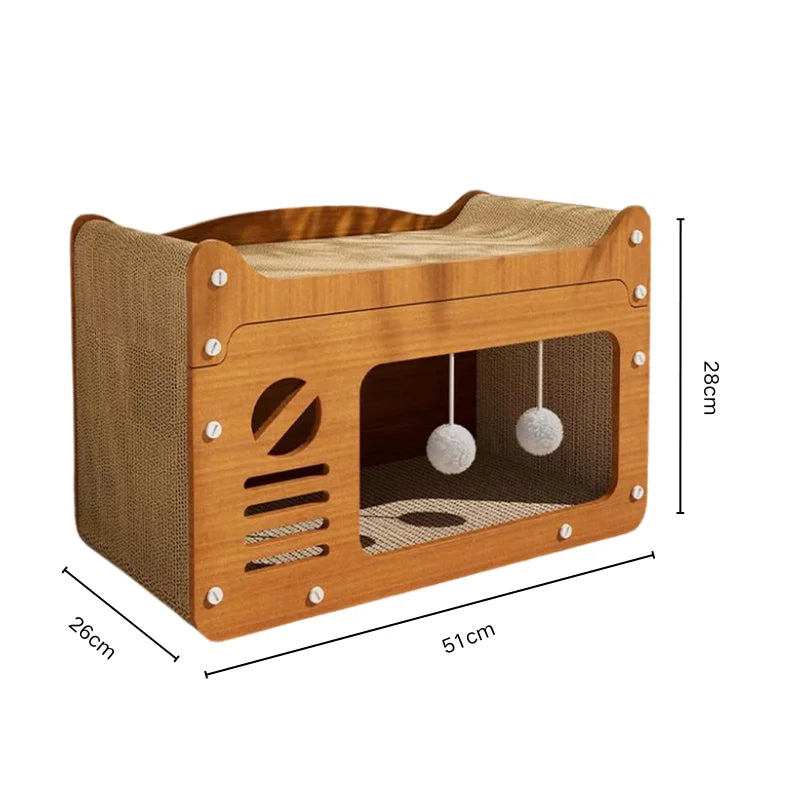 2-in-1 Cat Scratching Board & Post, Vertical & Horizontal, 4-Layer Wood, Interactive Claw Grinder, 5 Colors