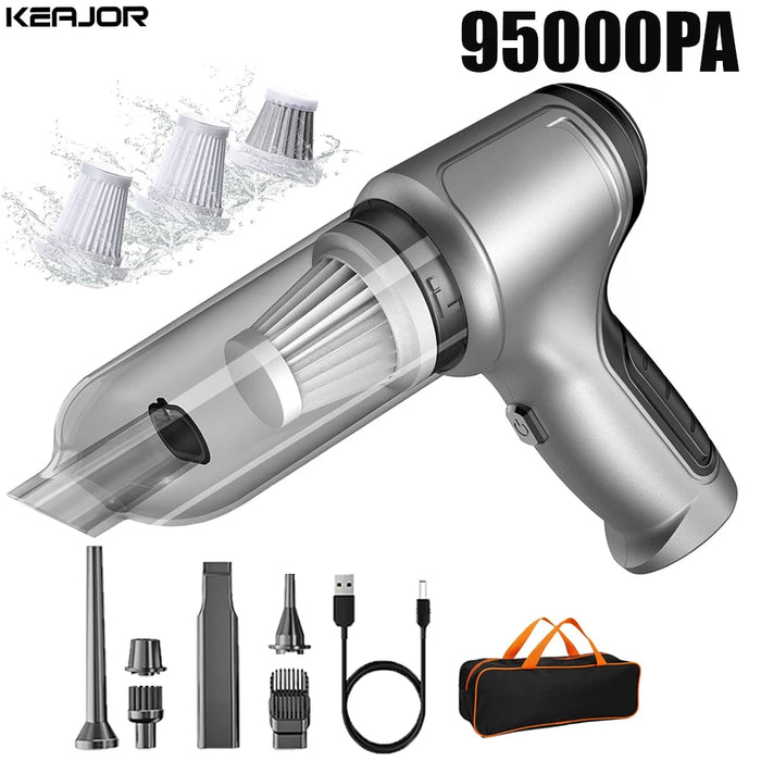 Portable Wireless Car Vacuum Cleaner – 95,000PA Strong Suction, Mini Handheld, Basic & Pro Versions, for Car & Home