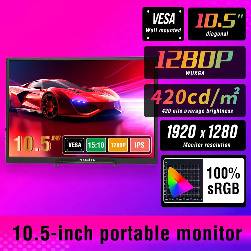 10.5 Inch Portable Monitor 1920x1280 IPS